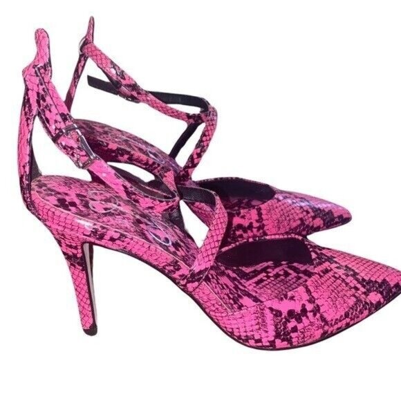 Jessica Simpson Ambrie Neon Pink Python Snake Print Sexy Heels - Picture 5 of 14